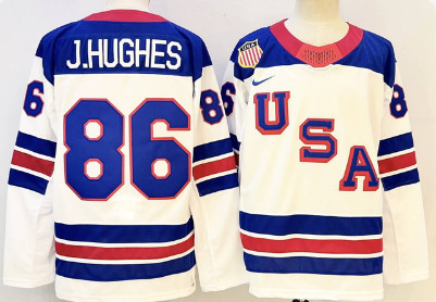 Men's USA #86 Jack Hughes White 2025-2026 Stitched Jersey